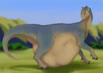 abdominal_bulge belly big_belly brown_body brown_scales feral feral_pred grey_body grey_scales male male_pred mountain outside quadruped scales smile soft_vore solo standing tail vore priestofjashin aladar dinosaur iguanodon iguanodontid ornithischian prehistoric_species reptile scalie hi_res tagme