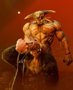 balls big_balls big_penis bodily_fluids claws erection finger_claws fur genital_fluids genitals holding_penis huge_balls huge_penis male medial_ring muscular muscular_male penis precum solo outofnecessity doom_(series) id_software microsoft icon_of_sin_(doom) demon 3d_(artwork) digital_media_(artwork) hi_res