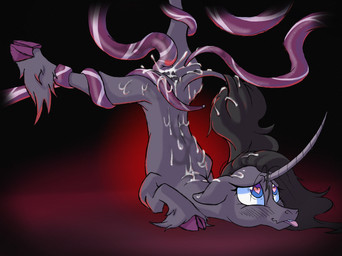 bdsm bite bodily_fluids bondage bound consentacles cum cum_dumpster cum_inside duo ejaculation female feral fetlocks genital_fluids gradient_background heart_eyes heart_symbol horn male male/female penetration sex simple_background spread_legs spreading suspended_via_tentacles suspension tentacle_penetration tentacle_sex tentacles tongue tongue_bite toony vaginal hydrocity mythology them's_fightin'_herds fhtng_the_unspeakable oleander_(tfh) classical_unicorn demon equid equine mammal mythological_creature mythological_equine unicorn hi_res