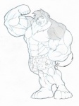 anthro biped boxers_(clothing) clothing grin looking_at_viewer male muscular muscular_anthro muscular_male smile solo standing tail underwear tkc2021 canid canine canis domestic_dog husky mammal nordic_sled_dog spitz black_and_white monochrome sketch