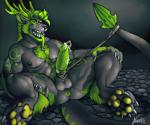 anthro antlers anus balls bdsm biceps biped black_body black_fur bodily_fluids body_hair bondage bound chest_tuft cum ear_piercing erection fur gauged_ear genital_fluids genital_leash genital_piercing genitals green_body green_fur green_penis green_tongue hairy happy_trail horn leash leash_pull long_tongue male muscular muscular_anthro muscular_male nude pawpads paws penile_spines penis penis_leash penis_piercing piercing prince_albert_piercing pubes sitting solo spread_legs spreading submissive submissive_male tail tail_wraps tattoo tongue tongue_piercing tuft wraps yellow_pawpads chumbasket mythology lucky_kwanger dragon mythological_creature mythological_scalie northern_dragon scalie digital_media_(artwork) hi_res