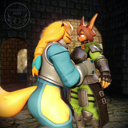 anthro armor big_breasts blonde_hair blush breasts brown_body brown_fur brown_hair canon_couple clothed clothing duo female female/female fur hair hug kissing muscular muscular_female pawpads tail tail_motion tailwag palurdas_arts valorlynz_(modeler) xaiarts_(modeler) dog_knight_rpg jeane_(ceehaz) rory_(ceehaz) bird_dog canid canine canis dobermann domestic_dog golden_retriever hunting_dog mammal pinscher retriever 1:1 3d_(artwork) 3d_animation animated digital_media_(artwork) hi_res no_sound short_playtime video