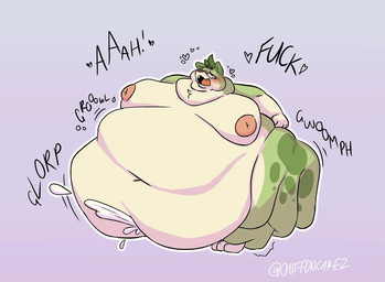 anthro aroused aroused_face belly big_belly big_butt big_moobs blush bodily_fluids brown_nose buried_penis butt can't_reach circle_eyebrows cum dialogue double_chin ejaculation expansion eyebrows facial_markings facial_spots fat_rolls floppy_ears fur genital_fluids genitals green_body green_eyes green_fur hair hands-free head_markings head_tuft heart_symbol huge_belly huge_butt hyper hyper_belly hyper_butt looking_pleasured male markings moan moobs morbidly_obese navel neck_tuft nipples nude obese obese_anthro obese_male onomatopoeia open_mouth overweight overweight_anthro overweight_male pawpads paws penis pink_nipples rumbling_stomach simple_background solo sound_effects squirting_cum standing tan_body tan_fur text thick_thighs tongue tuft weight_gain chiffoncakez chiffon_(chiffoncakez) canid canine canis domestic_dog mammal digital_drawing_(artwork) digital_media_(artwork) english_text hi_res signature