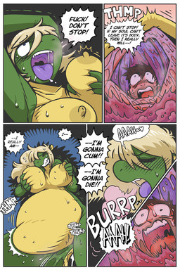 abdominal_bulge ahegao anthro areola aroused belly big_areola big_belly big_breasts big_butt big_nipples big_tail blush blush_lines bodily_fluids breast_grab breast_squeeze breasts burp_cloud burping butt dialogue duo facial_hair fatal_vore female female_pred genital_fluids genitals green_body hair hand_on_breast heart_symbol human_prey imminent_death kick long_hair looking_pleasured lying male male/female male_prey massage_table masturbation moan nipples non-mammal_nipples nude nude_anthro nude_female on_back organs panicked_look panicking penetration profanity realization relaxing rubbing rumbling_stomach screaming screaming_orgasm screaming_prey sex sitting squeezing stomach stomach_acid tail tail_fetish tail_play tail_sex tall_female text unwilling_prey vaginal vaginal_fluids vaginal_penetration vore vulva x-ray_view shyguy9 mythology sophie_(shyguy9) dragon human mammal mythological_creature mythological_scalie scalie 2:3 comic english_text hi_res