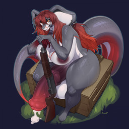 animal_genitalia animal_penis anthro areola balls big_penis biped bodily_fluids breasts cum equine_genitalia equine_penis furgonomic_piercing furgonomics genital_fluids genitals grey_body gynomorph hair huge_penis hyper hyper_genitalia hyper_penis intersex multicolored_body nipples nude penis piercing red_hair sitting solo thick_thighs emmyliquid cobra reptile scalie snake hi_res