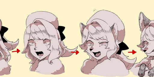 base_one_layout basic_sequence clothed clothing female feral four_frame_image four_frame_sequence fur fur_coat fur_hat hair hat headgear headwear human_to_feral linear_sequence one_row_layout open_mouth paws shrinking simple_background size_transformation solo species_transformation surprised transformation transformation_sequence anagod canid canine fox human mammal hi_res monochrome sequence