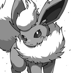 ambiguous_gender blush feral fluffy fluffy_tail head_tuft head_turned looking_at_viewer neck_tuft solo tail tuft noye nintendo pokemon eeveelution flareon generation_1_pokemon pokemon_(species) 1:1 2025 digital_drawing_(artwork) digital_media_(artwork) greyscale hi_res monochrome