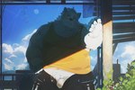 anthro belly bottomwear bulge clothing cloud detailed_background humanoid_hands kemono male outside overweight overweight_male pants shirt solo topwear underwear white_body 7gaku_7 lifewonders live_a_hero yohack canid canine canis domestic_dog mammal 2024 absurd_res hi_res