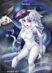 anthro blush bow_(weapon) breasts chest_tuft detailed_background duo featureless_breasts female fur hair kemono long_hair markings mask mask_off open_mouth purple_eyes ranged_weapon tongue tongue_out tuft weapon white_body white_fur white_hair user_cpsf8285 league_of_legends riot_games tencent kindred_(lol) lamb_(lol) wolf_(lol) bovid canid canine canis caprine mammal sheep spirit wolf absurd_res hi_res