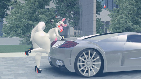 anthro areola bent_over big_butt breasts butt car clothing curvy_figure female fluffy fluffy_tail footwear fur high_heels leaning leaning_forward looking_at_viewer nipples nude outside plant platform_footwear platform_heels raised_leg shoes side_view solo tail thick_thighs tree vehicle white_body white_fur isazicfazbear chrysler chrysler_me412 five_nights_at_freddy's five_nights_at_freddy's_2 scottgames stellantis_n.v. mangle_(fnaf) canid canine fox mammal 16:9 2020 3d_(artwork) digital_media_(artwork) widescreen