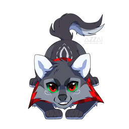 ambiguous_gender black_eyebrows black_nose cheek_tuft clothing eyebrows facial_tuft fangs feral front_view fur green_sclera grey_body grey_fur grey_markings head_tuft looking_at_viewer markings quadruped red_clothing red_eyes red_topwear simple_background solo tail teeth topwear tuft white_background white_inner_ear young young_ambiguous young_feral azzai canid canine canis mammal wolf 1:1 2019 cel_shading colored digital_drawing_(artwork) digital_media_(artwork) shaded male_(lore)