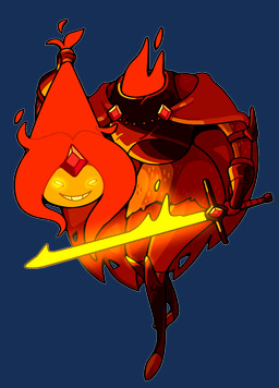 armor female fire flaming_hair flaming_sword flaming_weapon forehead_gem gem glowing glowing_eyes headless holding_head holding_own_head knight melee_weapon not_furry pseudo_hair severed_body_part severed_head smile solo sword warrior weapon discount-supervillain adventure_time cartoon_network flame_princess elemental_creature elemental_humanoid fire_creature fire_humanoid humanoid hi_res