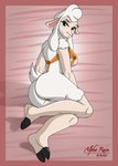 abstract_background anthro breasts butt clothed clothing female fur hooves joyce_larson looking_at_viewer skimpy solo swimwear under_boob wool_(fur) alpha_rain steamy_oasis_(alpha_rain) bovid caprine mammal sheep 2023 absurd_res hi_res