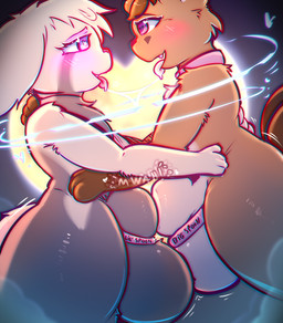 animal_genitalia anthro ball_size_difference balls balls_collar big_balls blush bodily_fluids collar docking duo eye_contact eyelashes eyeshadow femboy genital_size_difference genitals hand_on_hip heart_eyes heart_symbol holding_each_other holding_partner huge_balls hyper looking_at_another looking_at_partner makeup male male/male penile saliva saliva_string sex sheath sheath_kiss sheath_play side_view text text_on_collar thick_thighs tongue tongue_out wide_hips fatal_dx nintendo pokemon fatal_(fatal_dx) ailurid generation_1_pokemon mammal pokemon_(species) red_panda vulpix absurd_res hi_res