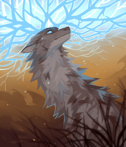 ambiguous_gender antlers blue_antlers blue_eyes brown_body brown_fur cheek_tuft ears_back facial_tuft feral fur grass horn long_neck looking_up mouth_closed neck_tuft pivoted_ears plant pupils simple_background solo tuft unsigned white_pupils corzh77 mythology furred_scalie mythological_creature scalie absurd_res hi_res