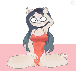 anthro biped breasts camel_toe clothed clothed_anthro clothed_female clothing female female_anthro front_view genital_outline looking_at_viewer medium_breasts nipple_outline one-piece_swimsuit plump_camel_toe red_one-piece_swimsuit sitting solo swimwear vulva_outline wariza crisisaura cartoon_hangover the_summoning claire_(the_summoning) domestic_cat felid feline felis mammal 1:1 hi_res