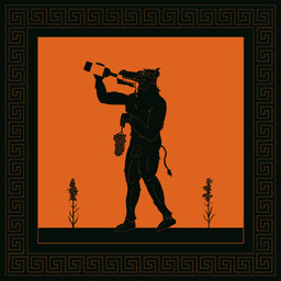 5_fingers alcohol anthro balls beverage biped black_background black_border border bottle casual_nudity cloven_hooves container drinking_wine fingers flaccid food fruit genitals grape holding_bottle holding_container holding_object hooves male meander nude orange_background penis plant side_view simple_background solo standing tail teeth walking wine wine_bottle cagorical european_mythology greek_mythology minotaur_hotel mythology asterion_(minotaur_hotel) bovid bovine mammal minotaur 1:1 2022 absurd_res digital_drawing_(artwork) digital_media_(artwork) hi_res restricted_palette