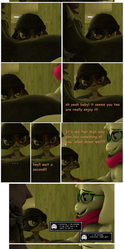 angry anthro backroom beanie black_beanie black_clothing black_eyes black_hat black_headwear clothing dialogue eyewear feathers female from_behind_position fur gesture glasses green_eyewear green_glasses group hand_gesture hat headgear headwear holding_butt hoodie horn looking_at_another looking_at_partner looking_pleasured male male/female multicolored_body orgasm orgasm_face pink_horn pink_scarf pleased_expression pointing pointing_at_another purple_body purple_clothing purple_eyes purple_glow purple_hoodie purple_topwear scarf sex surprised talking_to_another talking_to_partner text topwear trio white_body yelling yelling_at_another yellow_eyes yellow_light 5naptrap deltarune epic_games fortnite fortnite:_battle_royale undertale_(series) meow_skulls ralsei raven_team_leader bear bovid calico_cat caprine domestic_cat felid feline felis goat mammal ursine 3d_(artwork) absurd_res broken_language comic comic_sans digital_media_(artwork) english_text hi_res source_filmmaker_(artwork)