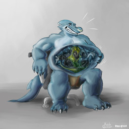 anthro duo male male/male tail tapering_tail vore x-ray_view koshquasar larrymaxs mythology max_upshur aquatic dragon fish mythological_creature mythological_scalie scalie shark 1:1 hi_res