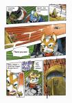 2002 anthro arwing canid canine clothing comic cool_(star_fox) duo english_text fox fox_mccloud male mammal nintendo official_art shigehisa_nakaue solo star_fox text