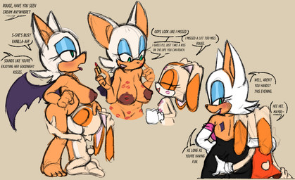anthro areola big_breasts biped breasts brown_areola brown_nipples butt clothed clothing cunnilingus dialogue duo female female/female kiss_mark kiss_mark_on_breast lipstick loli makeup nipples nude oral sex simple_background speech_bubble text thick_thighs three-quarter_view vaginal young sin-sational sega sonic_the_hedgehog_(series) cream_the_rabbit rouge_the_bat bat lagomorph leporid mammal rabbit 2025 absurd_res english_text hi_res