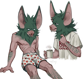 5_fingers clothed clothing fingers for_a_head humanoid_hands male nipples simple_background sitting underwear underwear_only white_background white_eyes emptity dispatch sonar_(dispatch) animal_head animal_humanoid bat humanoid mammal 2025 colored hi_res signature