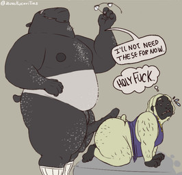 4_fingers age_difference anthro balls beard big_penis body_hair butt_hair chest_hair clothing crawling dialogue dreadlocks duo erection eyebrows eyewear facial_hair fingers fur genitals glasses hairy_balls jewelry male male/male multicolored_body multicolored_fur nails necklace nipples nude older_male overweight overweight_male penis purple_clothing quills_(anatomy) scared size_difference teeth_showing text white_body zusckucaritas mammal porcupine rodent tapir english_text signature