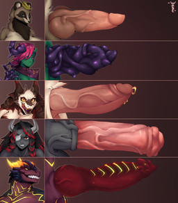 animal_genitalia animal_penis anthro chart corruption equine_genitalia equine_penis genital_piercing genitals group gynomorph horn humanoid_genitalia humanoid_penis intersex knot knotted_penis male penis penis_chart penis_piercing piercing tongue tongue_out unusual_anatomy unusual_genitalia fluff1zard mythology penis_lineup canid canine dragon human humanoid mammal mythological_creature mythological_scalie scalie absurd_res hi_res