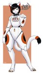 anthro black_hair bow_(feature) bow_tie coin_slot dialogue hair machine nude slot_machine solo text wide_hips zeekzag coin_(character) domestic_cat felid feline felis mammal robot digital_media_(artwork) english_text hi_res shaded