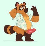 anthro balls clothing erection genitals humanoid_genitalia humanoid_penis male penis shirt slightly_chubby slightly_chubby_male solo topwear unbuttoned unbuttoned_shirt cakerthebear animal_crossing nintendo tom_nook_(animal_crossing) canid canine mammal raccoon_dog tanuki hi_res