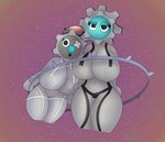 2020 big_breasts breasts digital_media_(artwork) duo female female/female gazaster gears generation_5_pokemon genitals grey_body hi_res humanoid klinklang looking_at_viewer nintendo nipples not_furry nude open_mouth pokemon pokemon_(species) pussy short_stack simple_background smile thick_thighs wide_hips