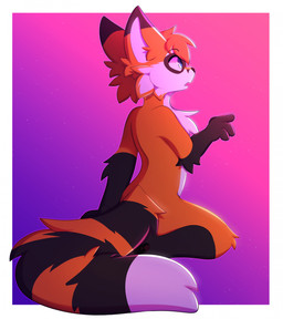 anthro black_body black_fur blue_eyes cheek_tuft chest_tuft facial_markings facial_tuft fingers fur hair head_markings kneeling male markings mask_(marking) multicolored_body multicolored_fur nude open_mouth orange_body orange_fur orange_hair short_hair snout solo tail tuft white_body white_fur appliei canid canine fox mammal 2022 colored digital_drawing_(artwork) digital_media_(artwork) hi_res shaded