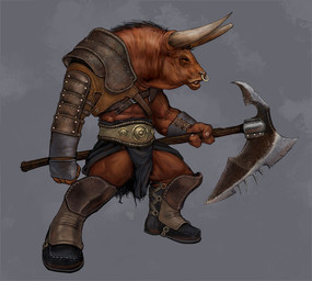 anthro armor axe facial_piercing hooves horn male melee_weapon nose_piercing nose_ring piercing ring_piercing septum_piercing solo warrior weapon james_brian_jones european_mythology greek_mythology mythology bovid bovine mammal minotaur