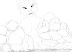 4_toes anthro breasts clitoris destruction feet female foot_fetish foot_focus genitals giga humanoid_feet macro non-mammal_breasts nude nude_female plantigrade pussy solo toes xtreme7 felid leopard mammal pantherine 2016 monochrome sketch