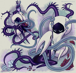 abdominal_bulge anthro bodily_fluids breath duo featureless_feet featureless_hands feet female female/female flower genital_fluids green_tentacles hug mouthless penetration plant purple_tentacles restrained restrained_by_tentacles rose_(flower) sex spiked_tentacles spikes spikes_(anatomy) tentacle_penetration tentacle_sex tentacles weaselpuss hollow_knight:_silksong hollow_knight_(franchise) team_cherry greyroot hornet_(hollow_knight) lace_(hollow_knight:_silksong) arthropod insect 2026 hi_res