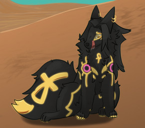 ambiguous_gender feral quadruped sitting solo unknown_artist didact_(muttsu_okami) anubian_jackal canid canine canis jackal mammal absurd_res hi_res tagme male_(lore)