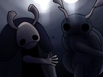 2_horns 5_fingers ambiguous_gender antennae_(anatomy) biped black_eyes black_text dialogue duo eyebrows fingers horn mouth_closed text white_head skeletorskeletonized hollow_knight team_cherry bretta_(hollow_knight) elderbug_(hollow_knight) arthropod beetle insect 2020 4:3 digital_media_(artwork) english_text hi_res female_(lore) male_(lore)