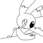 animate_inanimate anthro comic lagomorph leporid living_plushie male mammal monochrome motion_lines mr._bun-bun_(toybox_pals) plushie rabbit simple_background stitch_(sewing) story story_in_description the_weaver toybox_pals