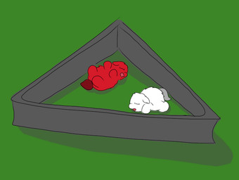 ambiguous_feral ambiguous_gender duo eyes_closed featureless_feet featureless_hands feet feral fur green_background grey_tail lying monotone_body monotone_fur neonate on_back on_front open_mouth red_body red_fur red_tail simple_background tail white_body white_fur young young_ambiguous young_feral carpdime fluffy_pony fluffy_pony_(species) mammal digital_media_(artwork) shaded