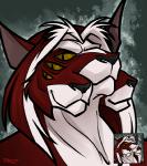 abstract_background anthro conjoined male multi_eye multi_mouth smile solo pac strredwolf canid canine mammal