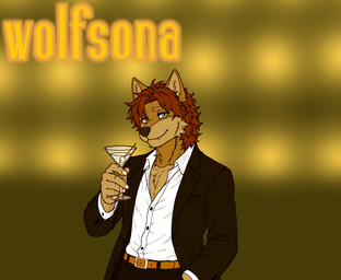 alcohol anthro belt beverage black_clothing black_suit blurred_background brown_hair clothing cocktail cocktail_glass container cup drinking_glass filter fur glass glass_container glass_cup hair hand_in_pocket looking_at_viewer male martini messy_hair multicolored_body multicolored_fur pockets smile solo suit toothpick two_tone_body two_tone_fur white_dress_shirt white_eyes yellow_sclera the_wolfsona angelo(wolfsona) canid canine canis mammal wolf hi_res watermark