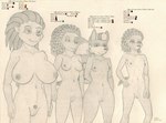 anthro areola big_breasts breasts bust_chart chart female genitals group hair lineup markings medium_breasts nipples nude nude_female pubes pussy simple_background small_breasts standing striped_hair striped_markings striped_tail stripes tail tail_markings lobar babasa ka_sarra khat mae_pai echidna lemur mammal monotreme primate rodent strepsirrhine graphite_(artwork) hi_res monochrome traditional_media_(artwork)