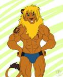 2013 abs abstract_background biceps big_muscles blonde_hair blue_eyes brown_fur brown_nose bulge feline fur grin hair lion looking_at_viewer male muscles pecs pose smile solo speedo standing swimsuit tattoo teeth toned topless vallhund
Rating: Questionable
Score: 1
User: cole-nyaa
Date: December 20, 2013
