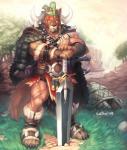 abs anthro armor biceps brown_fur canine cape claws clothing fur hair horn male mammal muscles null-ghost pecs standing sword toe_claws warrior weapon wolf
Rating: Safe
Score: 8
User: mj
Date: March 25, 2014