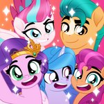 amber_eyes blue_eyes cheek_to_cheek circlet closed_smile eyebrows female green_eyes group group_selfie happy headpiece horn male mouth_closed open_mouth open_smile raised_eyebrow selfie smile smiling_at_viewer sparkles wide_smile wings orin331 hasbro mlp_g5 my_little_pony mythology hitch_trailblazer_(mlp) izzy_moonbow_(mlp) pipp_petals_(mlp) sunny_starscout_(mlp) zipp_storm_(mlp) earth_pony equid equine horse mammal mythological_creature mythological_equine pegasus pony unicorn 1:1 absurd_res hi_res