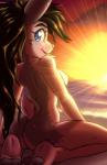 anthro beach black_hair blue_eyes breasts butt cloud eyelashes female freckles fur genitals hair long_hair looking_at_viewer markings multicolored_body multicolored_fur nipples nude outside pussy sand sea seaside sky smile solo spots spotted_body spotted_fur sunset water ketirz lagomorph leporid mammal rabbit 2018 absurd_res digital_media_(artwork) hi_res