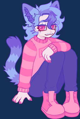 anthro blue_tail bottomwear clothing footwear hair male pants pink_clothing pink_footwear pink_shoes pink_sweater pink_topwear purple_bottomwear purple_clothing purple_hair purple_pants purple_tail shoes simple_background sitting smile solo sweater tail topwear transparent_background m1ss1ngtexture animal_humanoid cat_humanoid felid felid_humanoid feline feline_humanoid humanoid mammal mammal_humanoid 2025 2d_animation alpha_channel animated full-length_portrait high_framerate motion_tweening portrait