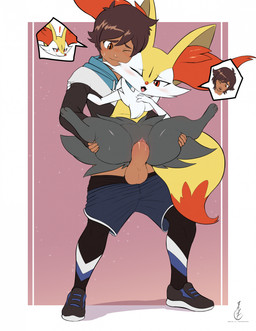 anthro anthro_penetrated balls biped black_body black_fur blush body_swap clothing duo erection female female_on_human female_penetrated fur gender_transformation genitals human_on_anthro human_penetrating human_penetrating_anthro humanoid_genitalia humanoid_penis inner_ear_fluff interspecies larger_human larger_male male male/female male_on_anthro male_penetrating male_penetrating_female mtf_transformation open_mouth penetration penile penile_penetration penis pokephilia sex simple_background size_difference smaller_anthro smaller_female smaller_penetrated spread_legs spreading thick_thighs tongue transformation tuft vaginal vaginal_penetration vulva white_body white_fur yellow_body yellow_fur eryz nintendo pokemon axel_(poke789) braixen generation_6_pokemon human mammal pokemon_(species) digital_media_(artwork) hi_res
