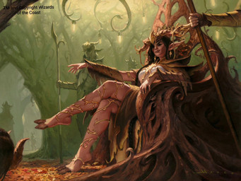 ambiguous_gender armor chair female furniture group headgear helmet holding_melee_weapon holding_object holding_polearm holding_spear holding_weapon hooved_toes hooves humanoid_pointy_ears leaf low-angle_view melee_weapon not_furry pointy_ears polearm sitting smile spear throne weapon victor_adame_minguez hasbro magic:_the_gathering wizards_of_the_coast elf humanoid 2024 4:3 official_art traditional_media_(artwork)