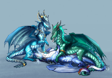 accessory anal anal_penetration armband blue_body blue_penis blue_scales blush bodily_fluids cum cum_in_ass cum_in_mouth cum_inside cum_on_belly cum_on_body drooling entwined_tails erection eyes_closed feral feral_on_feral feral_penetrated feral_penetrating feral_penetrating_feral forked_tongue frill_(anatomy) furgonomics genital_fluids genitals green_body green_eyes green_scales grey_background group group_sex horn horn_accessory hornband knot knotted_penis leaking_cum long_neck long_tail looking_pleasured male male/male male_penetrated male_penetrating male_penetrating_male membrane_(anatomy) membranous_frill membranous_wings oral oral_penetration penetration penis pink_penis saliva scales sex shadow simple_background snout tail tail_coil threesome tongue tongue_out trio wings vensart mythology wings_of_fire turtle_(wof) aquatic aquatic_dragon dragon mythological_creature mythological_scalie rainwing_(wof) scalie seawing_(wof) hi_res shaded signature